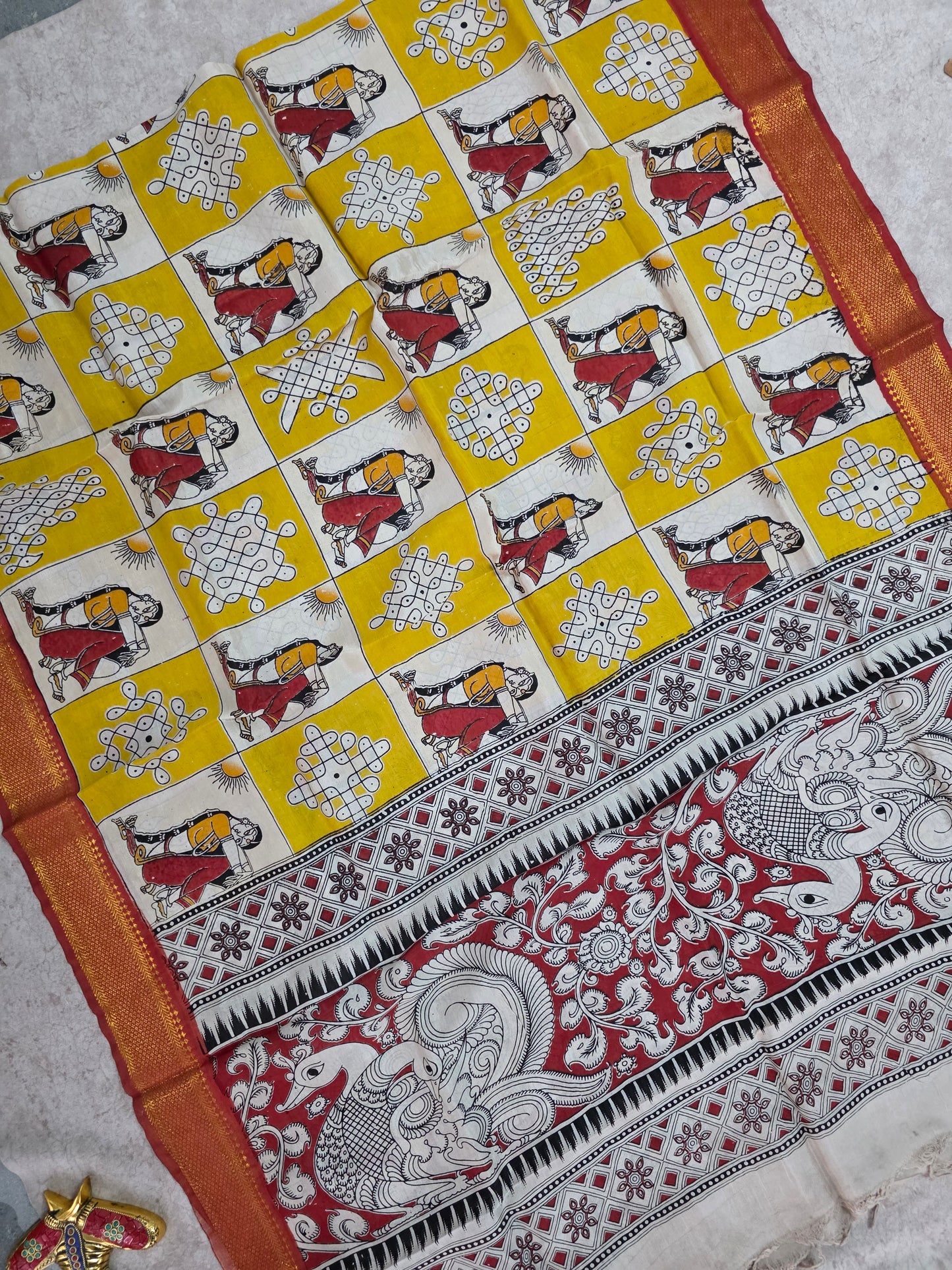 Pure chennuri kalamkari silk duppatta  - KAA8