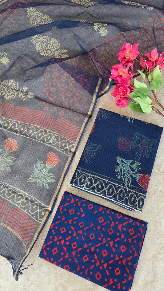 Handblock Jaipuri Kota doria set - JA252