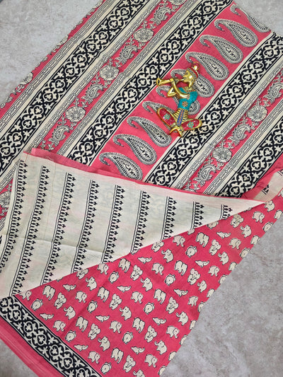 Handblock Jaipuri pure cotton saree - JA538