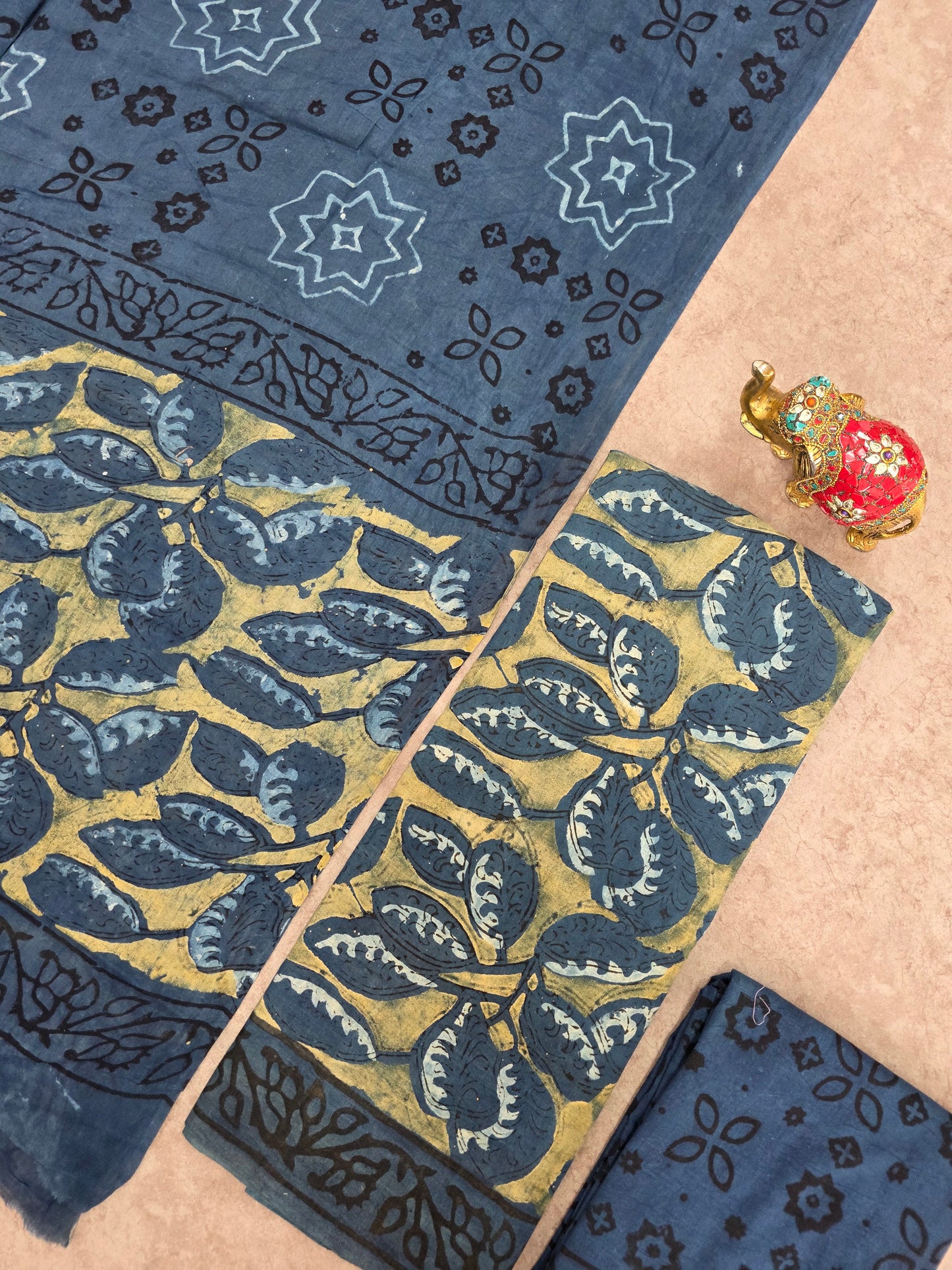 Nashpal Ajrakh Handblock Jaipuri pure cotton set - JA942