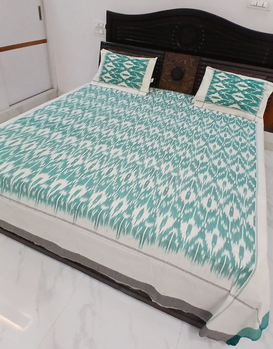Warp ikkat bed sheets (90*108 2/40s bedsheet with pillow) - NV517