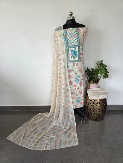 White floral Pure cotton set - BA302