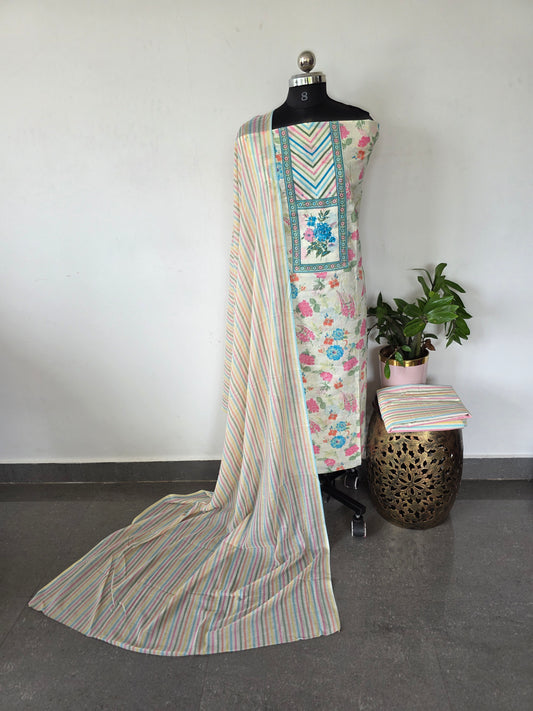 White floral Pure cotton set - BA302