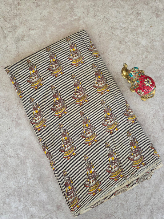Pure kalamkari cotton running material ( 0. 5 mtrs) - DK16