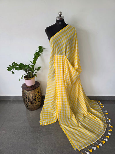 Mul checked west bangal cotton saree (120 count) - WA11