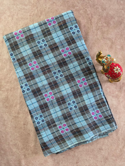 Checked dobby south cotton running material - HRM326