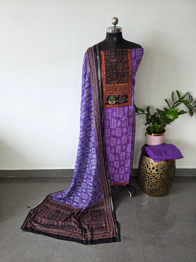 Premium Jaipuri cotton with handwork yoke salwar set with soft silk shawl - AS45