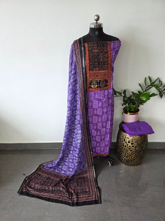 Premium ajrakh cotton with handwork yoke salwar set - AS45