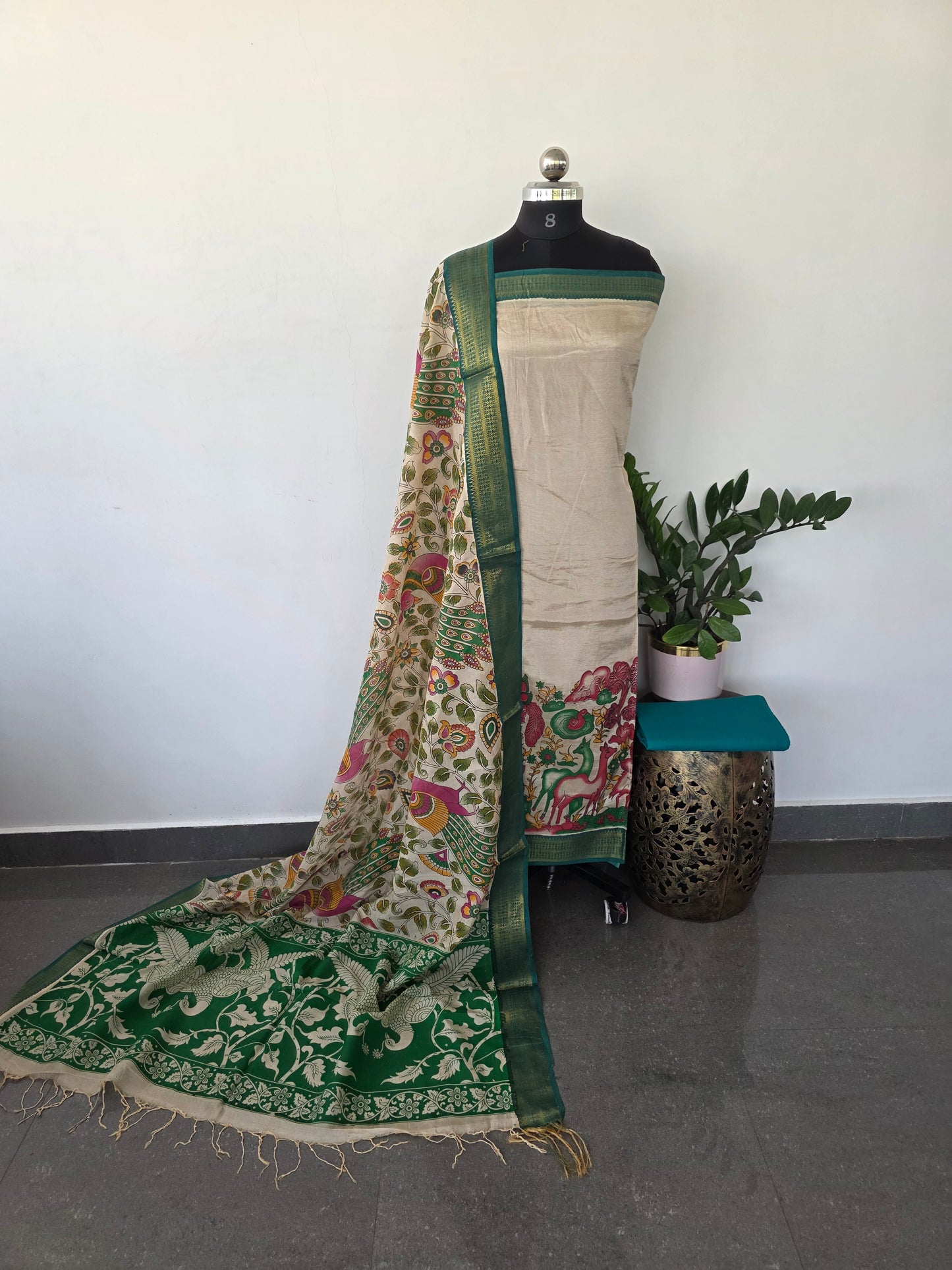 Fusion chennuri kalamkari silk with mangalagiri border salwar - FC23