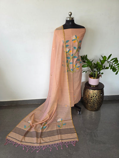Handloom Mul cotton paithani jamdhani set - JMM297