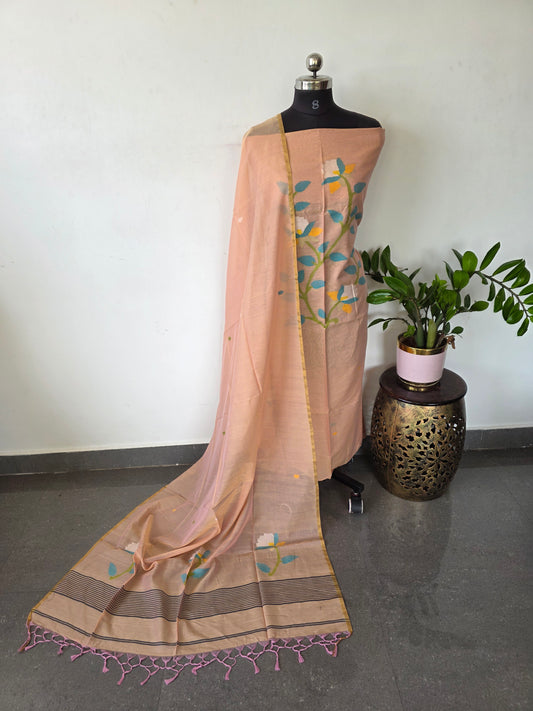 Handloom Mul cotton paithani jamdhani set- JMM297
