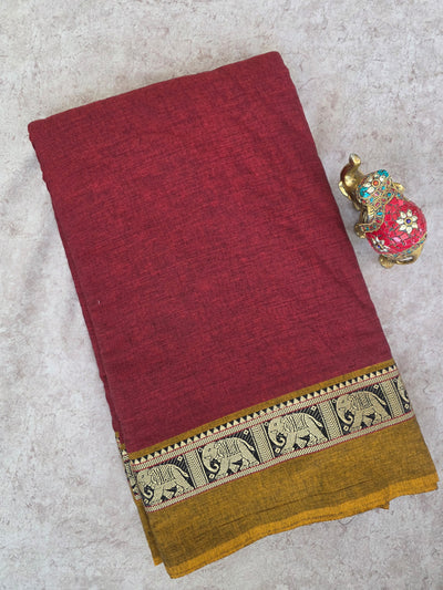 Prewashed South cotton with elephant border running material - HRM23