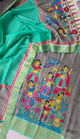 Handcrafted Kalahasthi Penkalamkari bangalore silk set - KH128