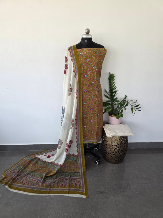 Ajrakh cotton set with hakoba bottom-BA117