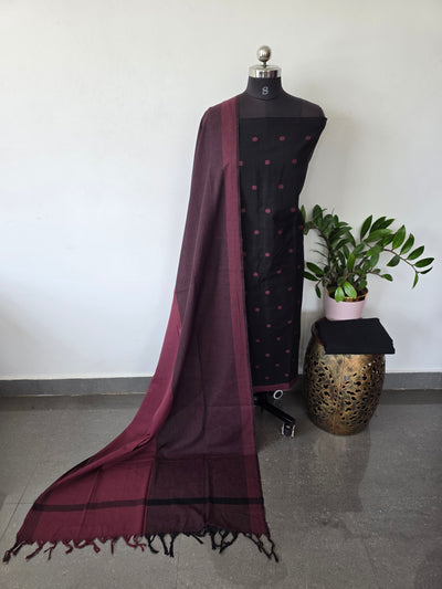 Prewashed Temple border coin butta south cotton set - HJ100