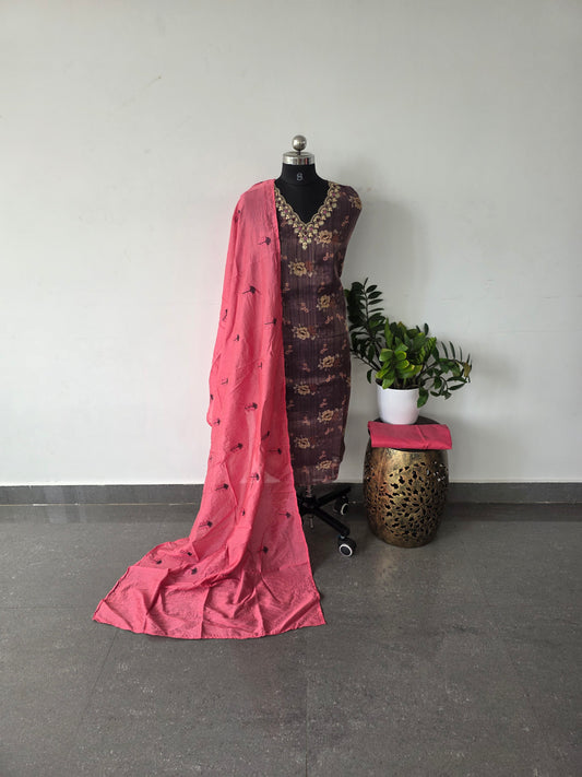 Premium embroidery tissue silk set - DS94