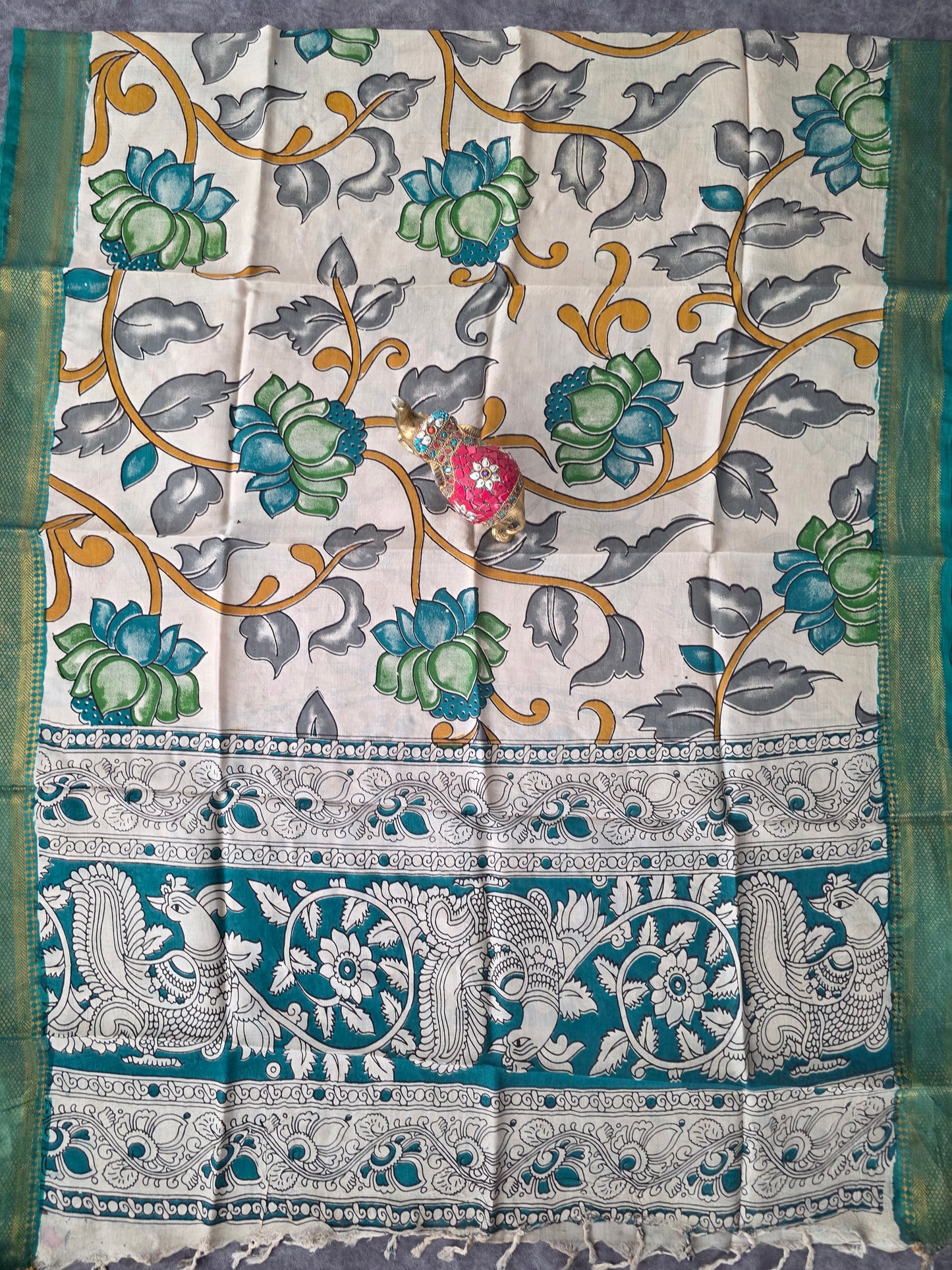 Handcrafted chennuri kalamkari silk dupatta - KAA24
