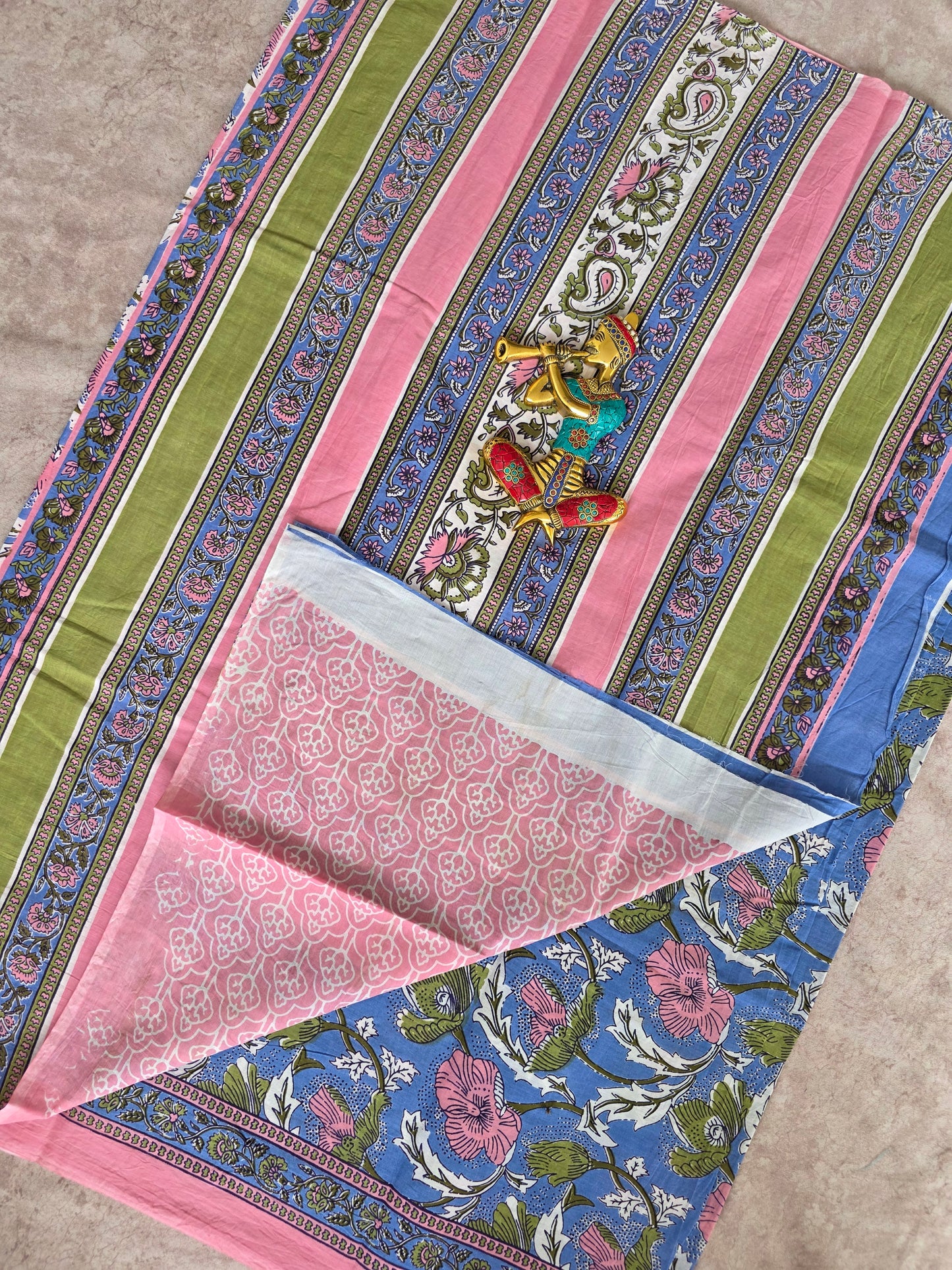 Handblock Jaipuri pure cotton saree - JA507