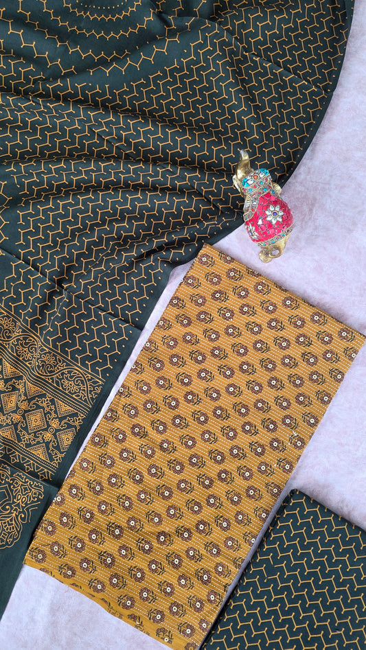 Pure kantha Ajrakh cotton set - VC73