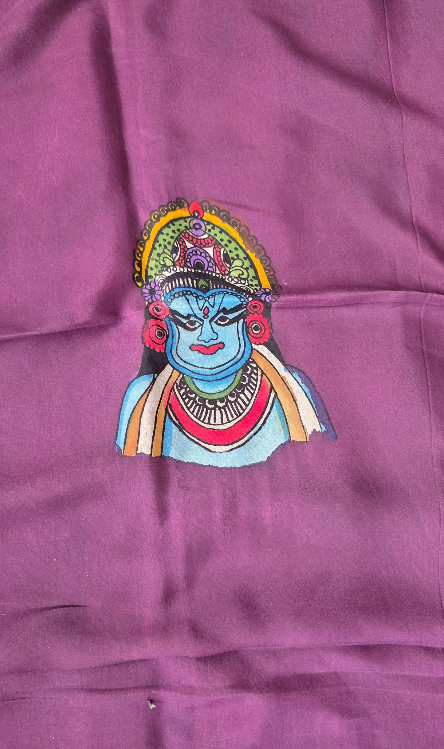 Handcrafted Kalahasthi Penkalamkari bangalore silk set - KH75