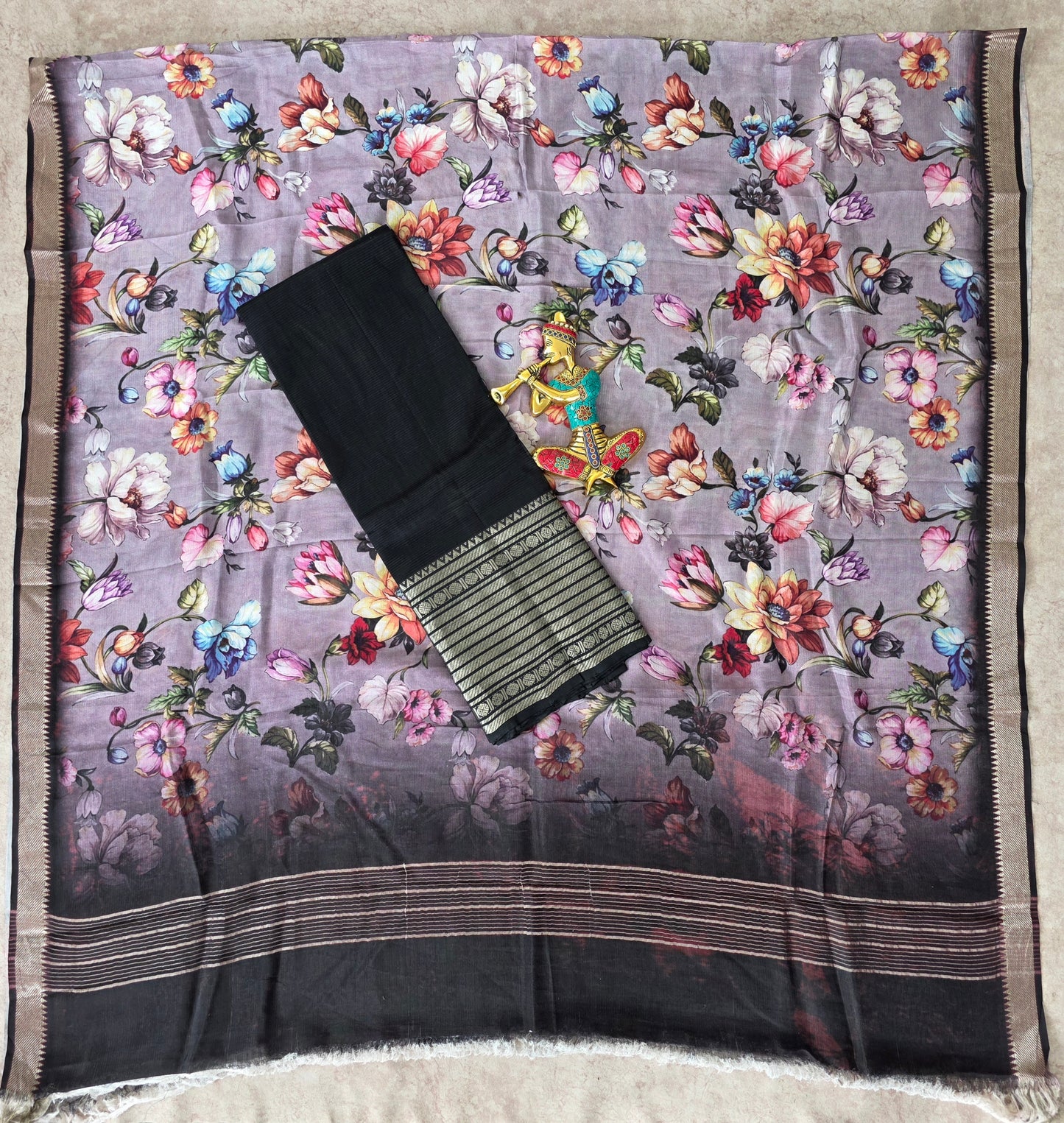 Handloom mangalagiri silk top with pure mangalagiri digital silk shawl - ML44