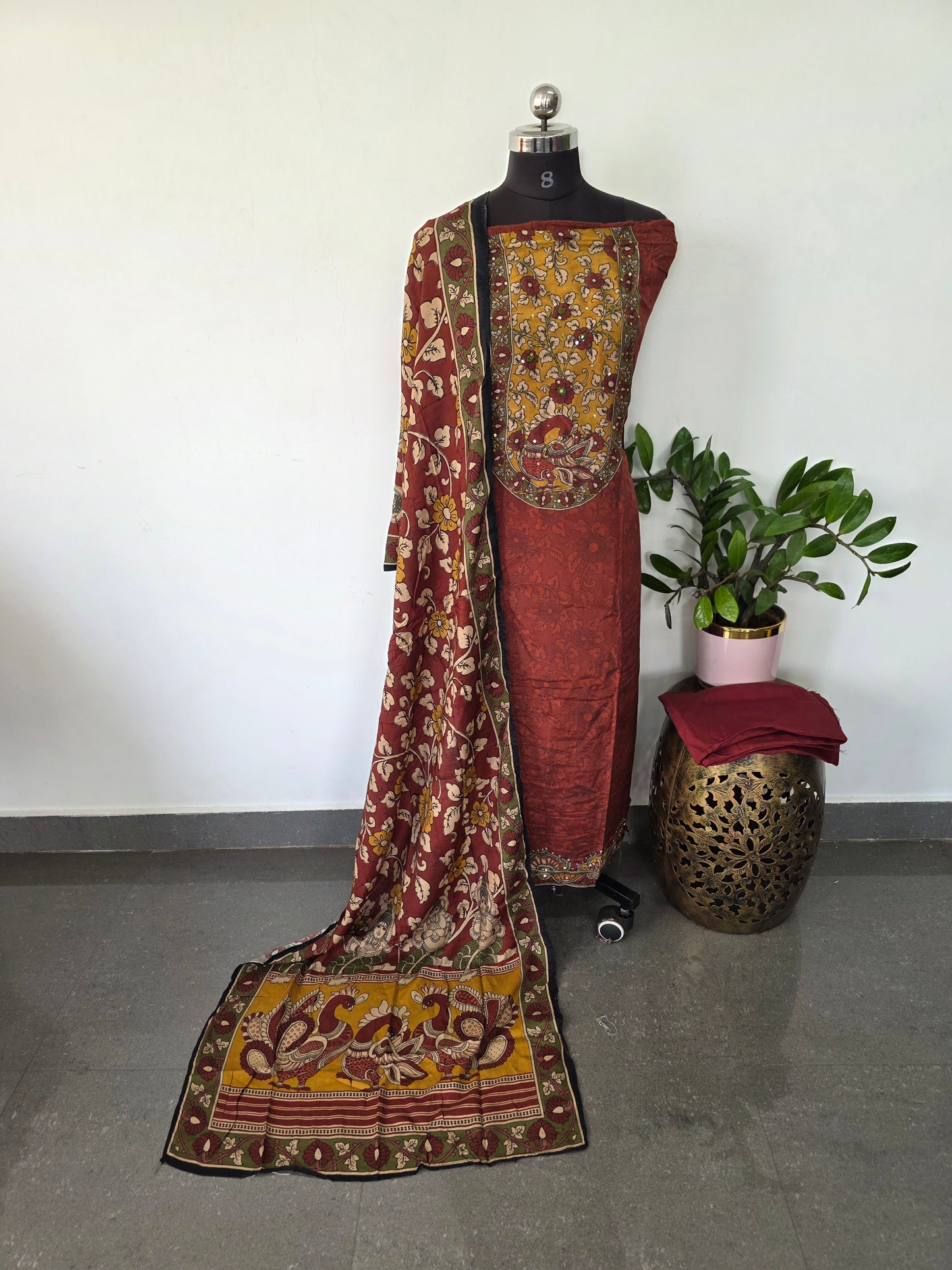 Penkalamkari inspired Viscose Modal silk set-VM48