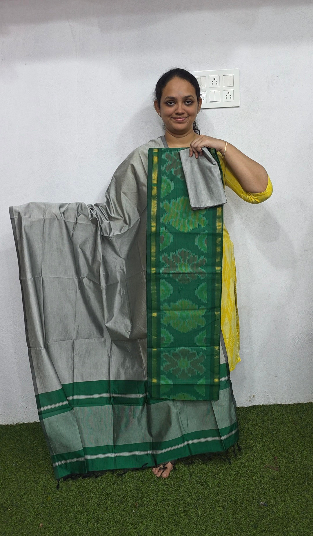 Pochampally sico set with ikkat damn -WW562