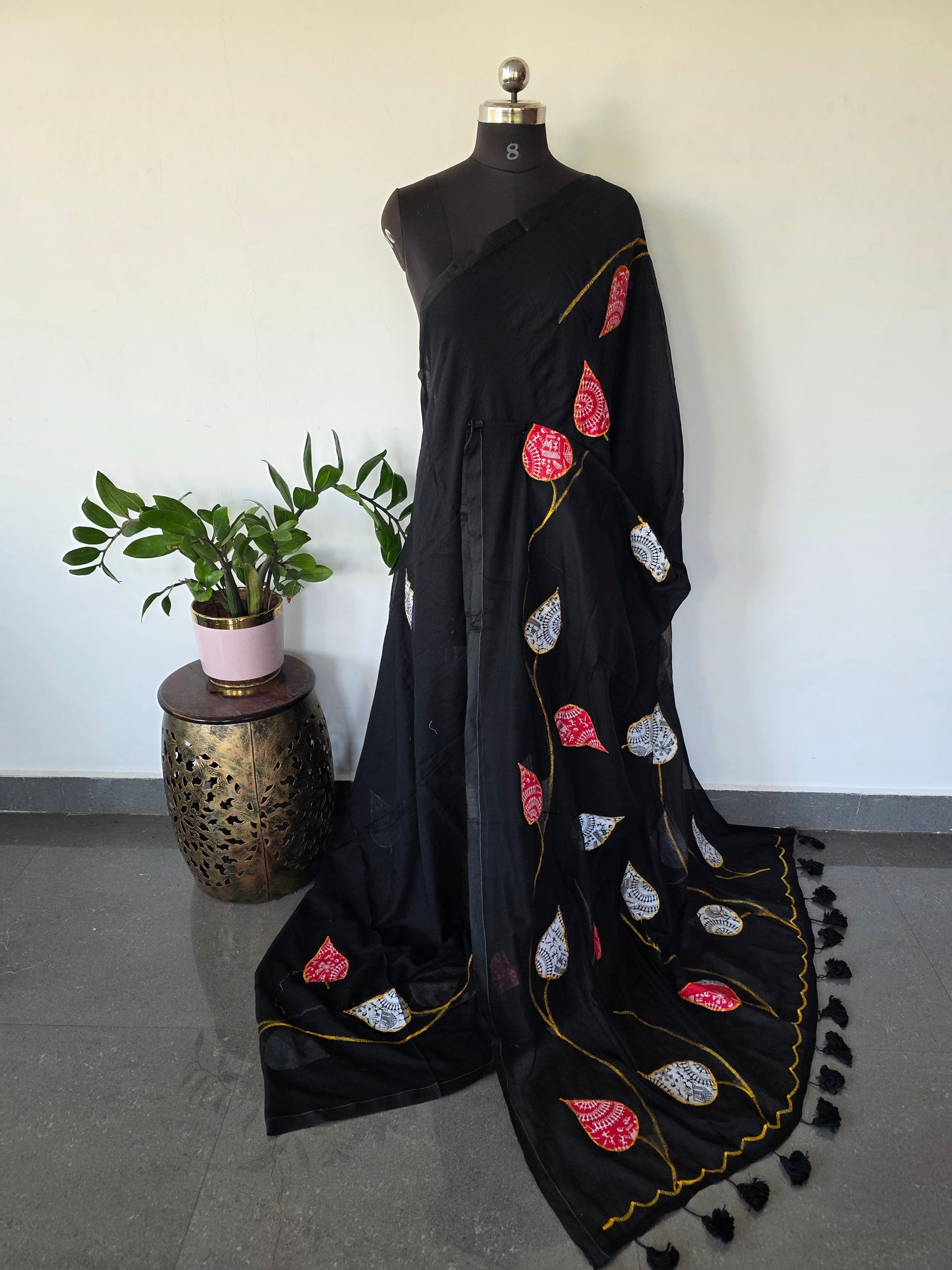 Kadhi cotton applique work West Bengal saree - BB633