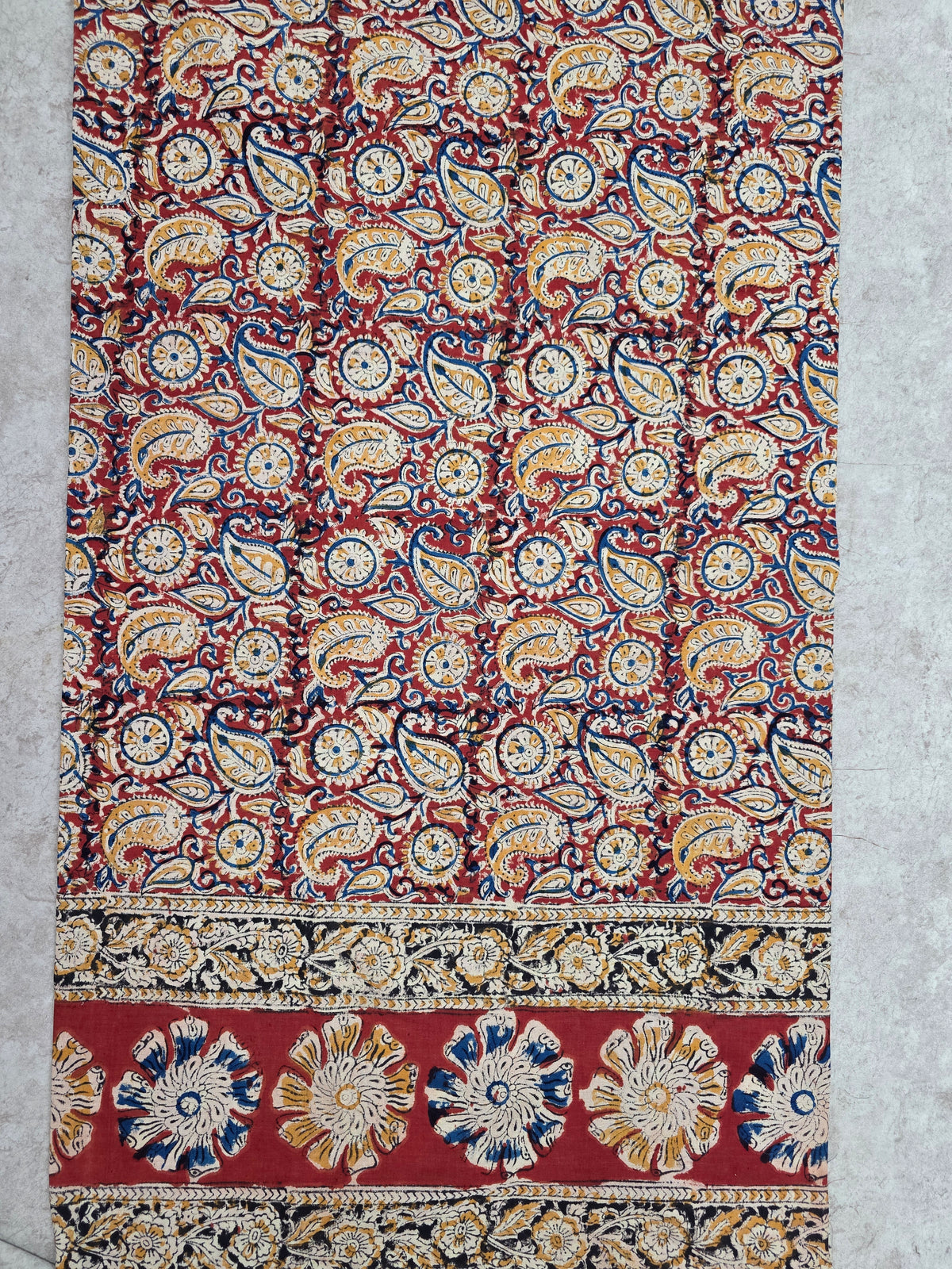 Handblock pure kalamkari cotton with border (2 pc set) - AK504