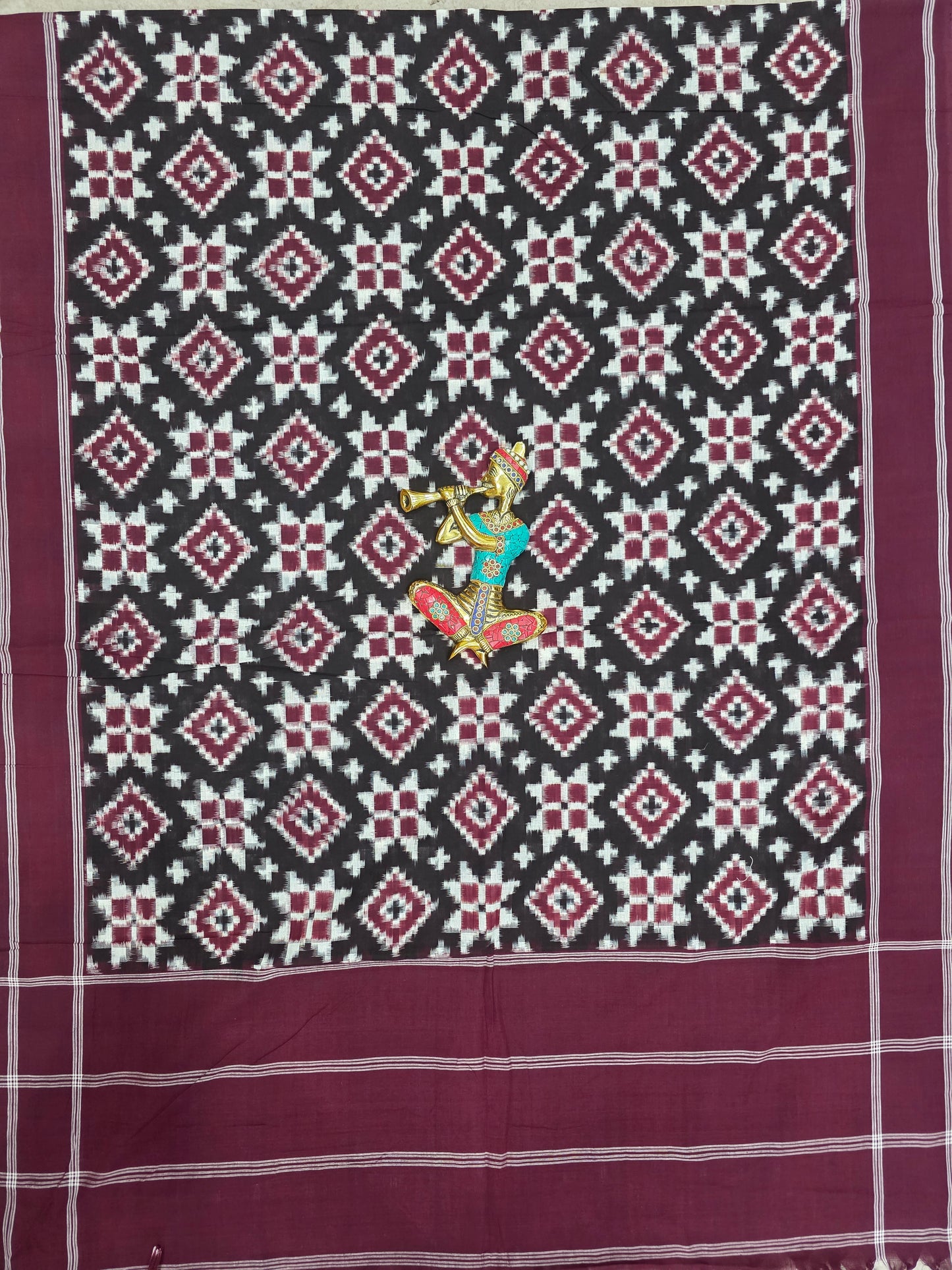 Handloom Telia rumal Double ikkat dupatta-NV57