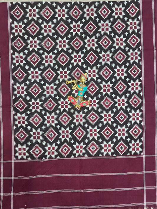 Handloom Telia rumal Double ikkat dupatta-NV57
