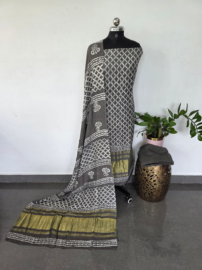 Gadwal batik silk set with lagdi patta - BA503