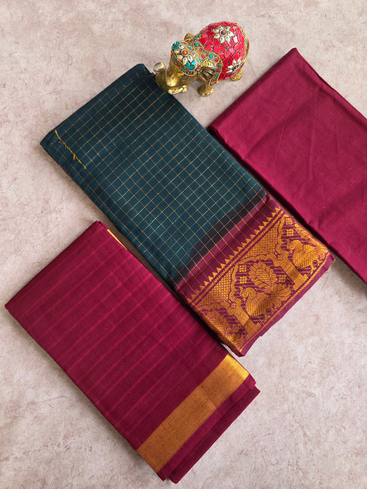 Madurai sungudi zari kattam salwar set(Green) -MS123