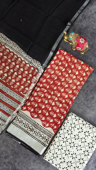 Handblock jaipuri linen cotton set -JA901