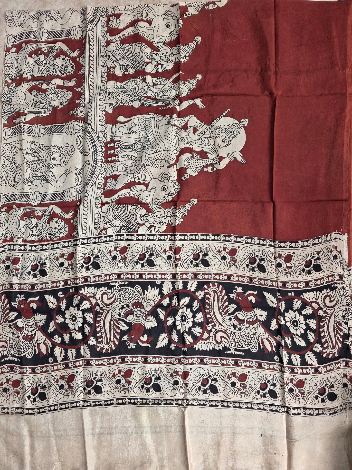 Pure chennuri silk kalamkari duppatta  - FZ2