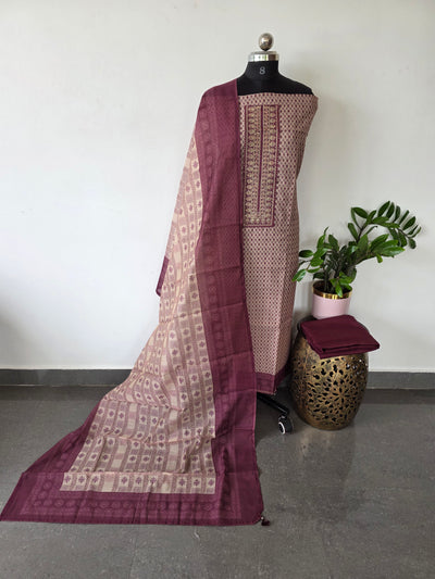 Premium silk cotton with embroidery neck work salwar set - CLA320