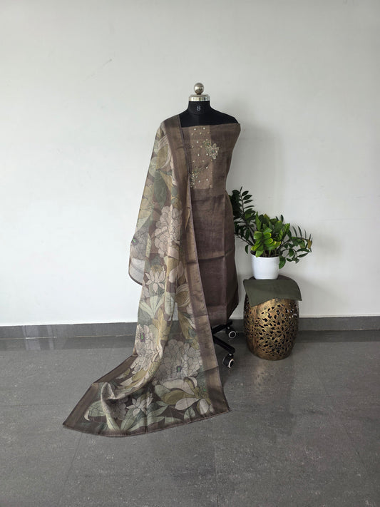 Premium tissue silk top with embroidery work - DS96