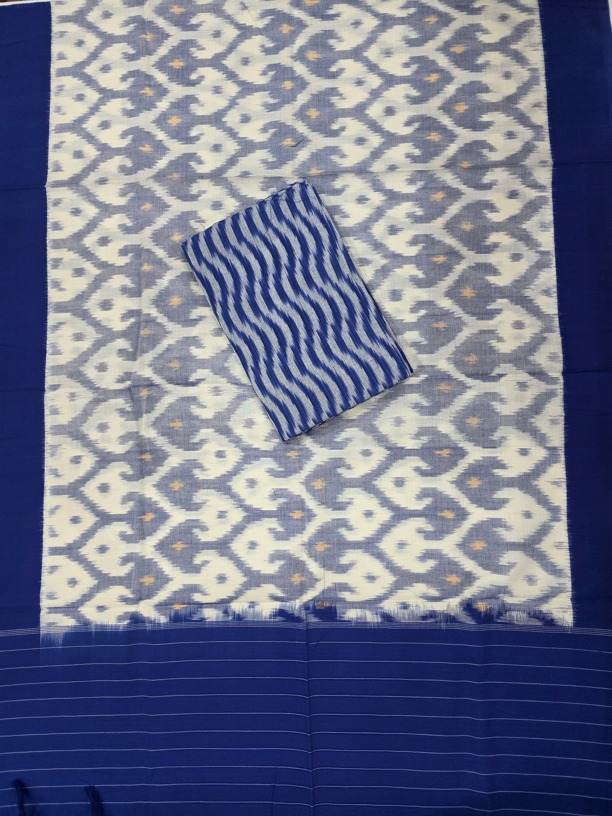 Ikkat cotton with Handloom Mercerised ikkat duppatta - WW806