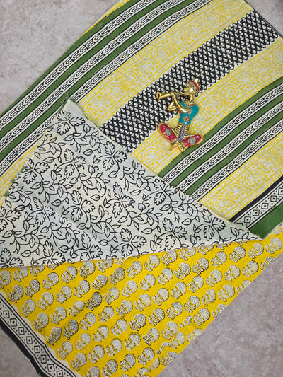 Handblock Jaipuri pure cotton saree - JA516