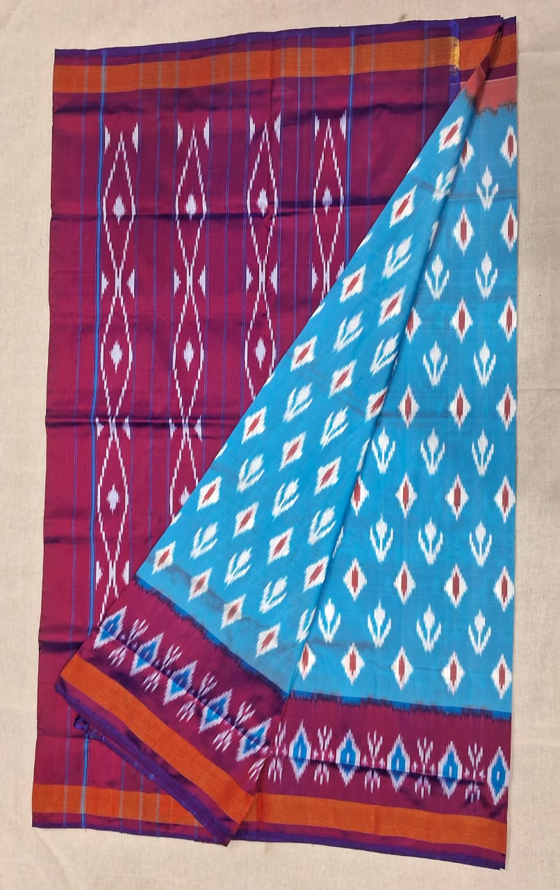 Handloom Mulberry pure Ikkat pattu saree- WW581