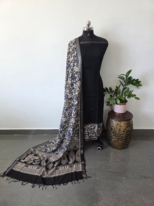 Gap border Mangalagiri kalamkari  silk sets ( 2.5 mtrs ) - GA7