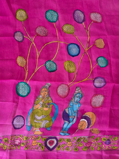 Handcrafted Penkalamkari bangalore silk set - KH218