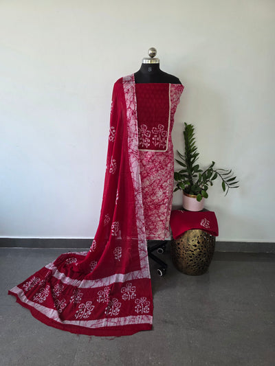 Batik cotton with hakoba neck work - BA114