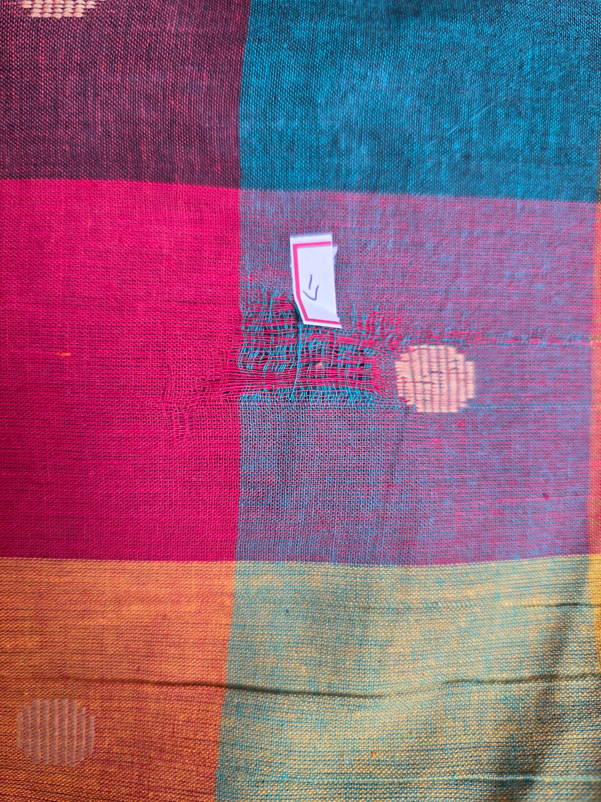 Weaving imperfection Madras kattam prewashed duppatta  -MD175