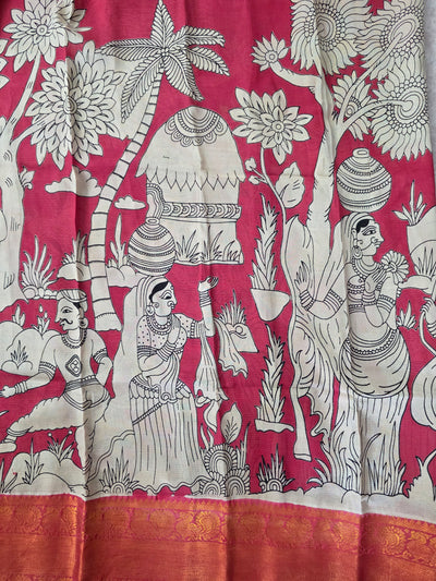 Kanchi border chennuri kalamkari  silk set - AK428