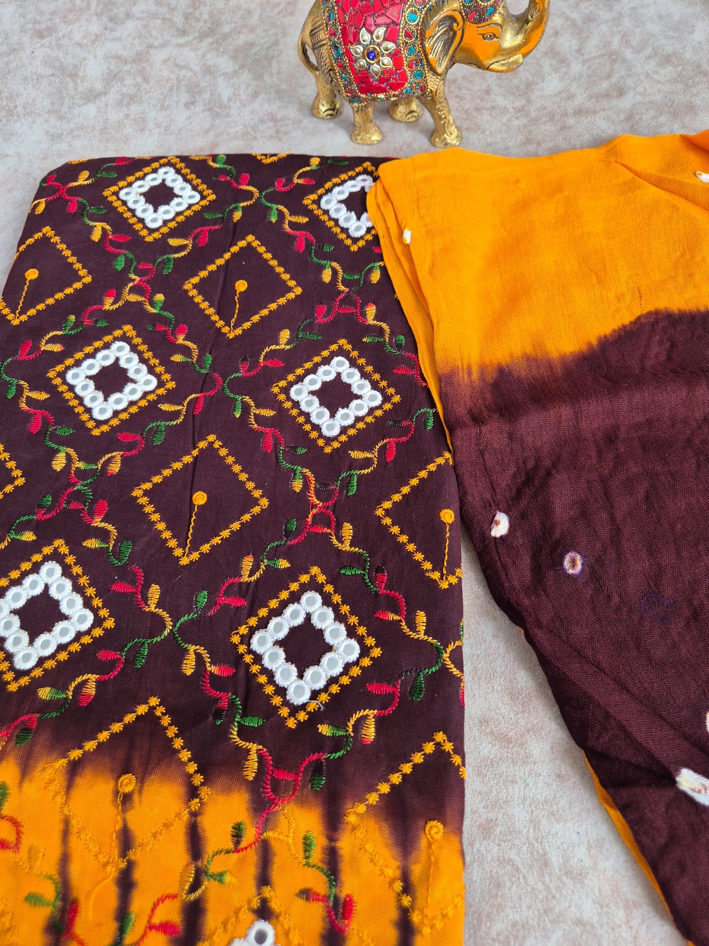 Embroidery bhandhini rayon set