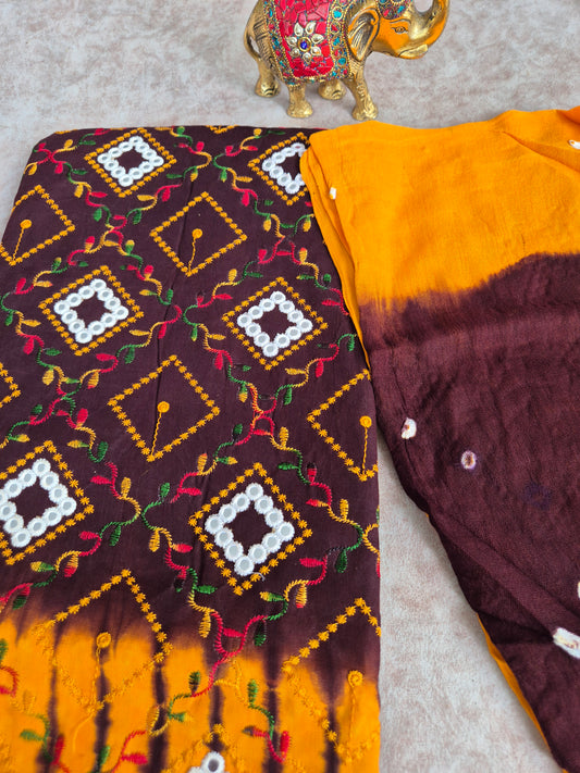 Embroidery bhandhini rayon set