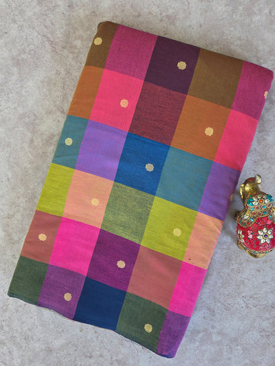 Madras kattam prewashed with butta weave fabric (4 inches*4 inches) - MD99