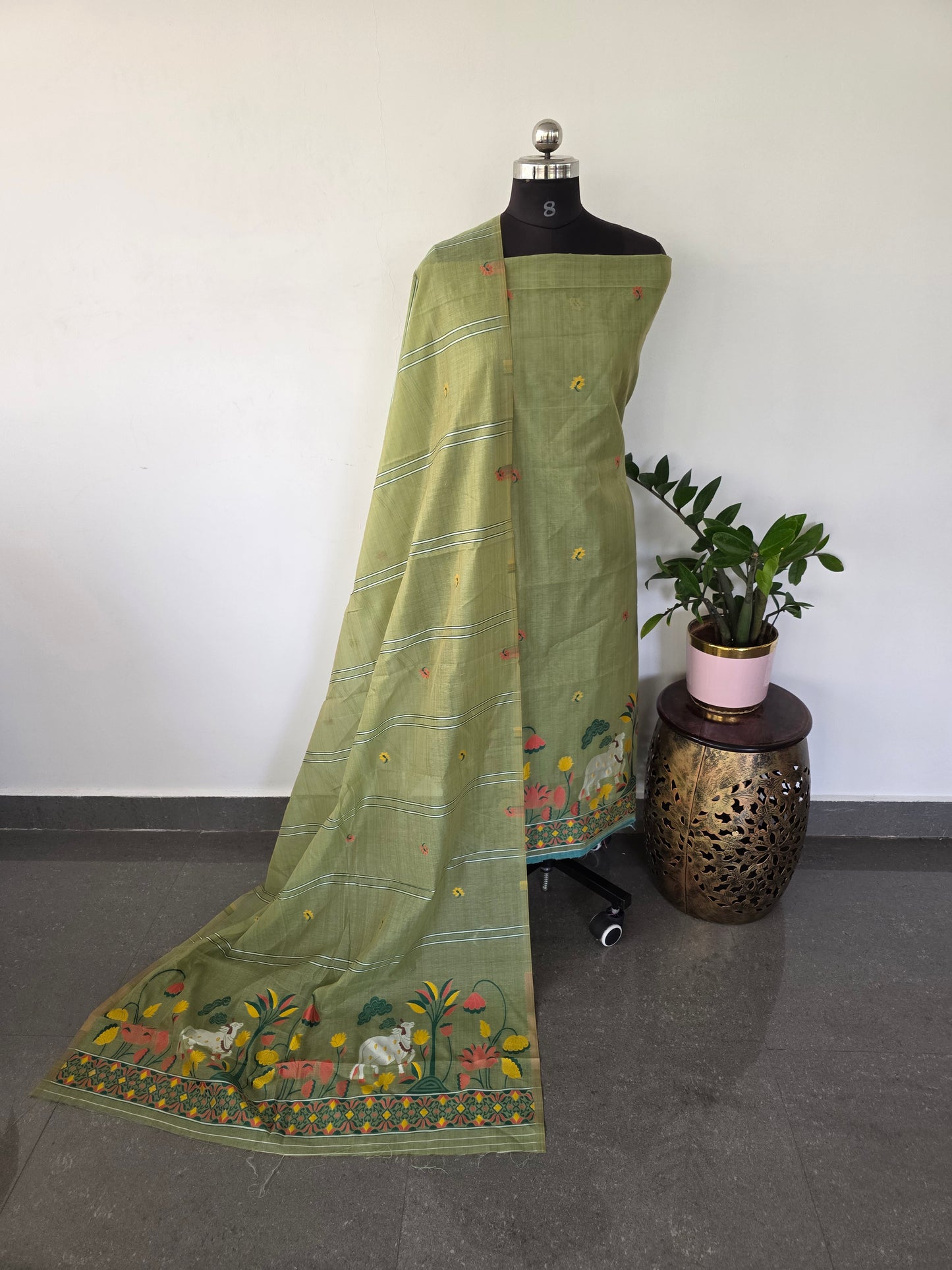Premium jamdhani paithani silk cotton set - BB72