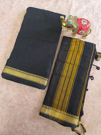 Mercerised narayanapet salwar set (black) (4.5 meters) - NA573